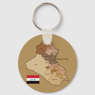 Flagge und Karte vom Irak Schlüsselanhänger