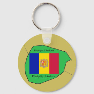 Flagge und Karte von Andorra Schlüsselanhänger