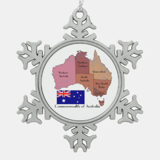 Flagge und Karte von Australien Schneeflocken Zinn-Ornament