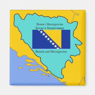 Flagge und Karte von Bosnien und Herzegowina Magnet