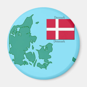 Flagge und Karte von Dänemark Magnet