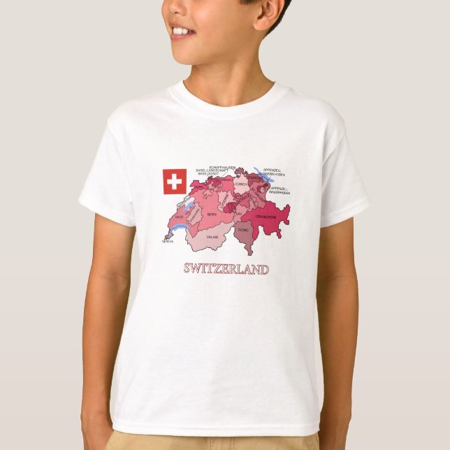 Flagge und Karte von der Schweiz T-Shirt (Vorderseite)