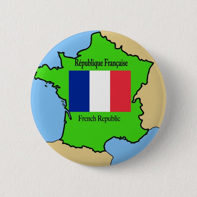 Flagge und Karte von Frankreich Button (Vorderseite)