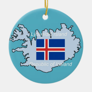 Flagge und Karte von Island Keramikornament