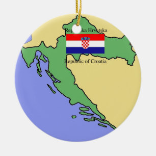 Flagge und Karte von Kroatien Keramikornament