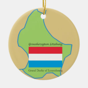 Flagge und Karte von Luxemburg Keramikornament