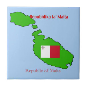 Flagge und Karte von Malta Fliese