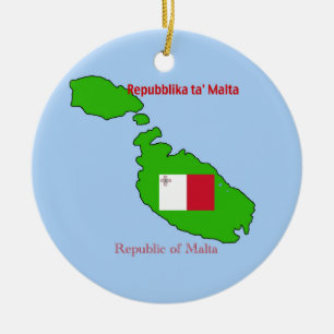 Flagge und Karte von Malta Keramik Ornament