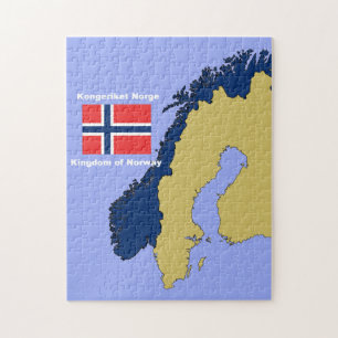 Flagge und Karte von Norwegen Puzzle