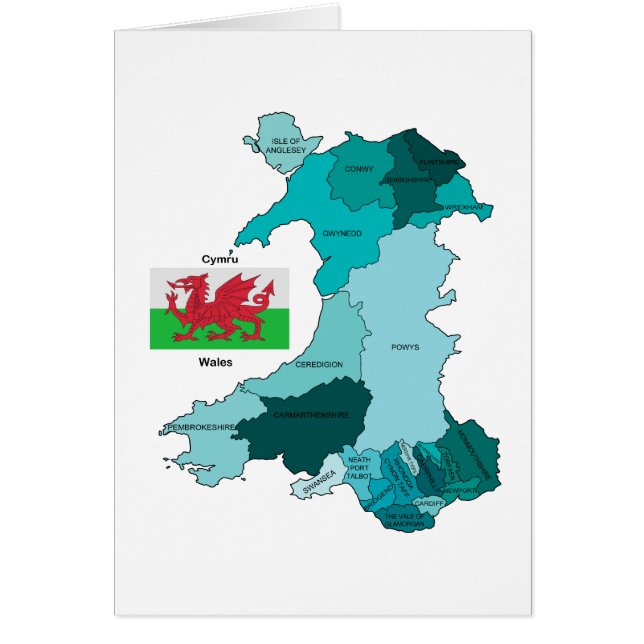 Flagge und Karte von Wales (Vorne)
