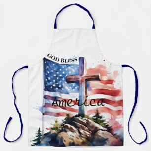 Flagge und Kreuz "Gott segne Amerika" Schürze