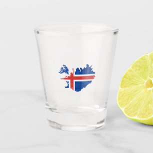 Flagge und Landkarte Islands Schnapsglas