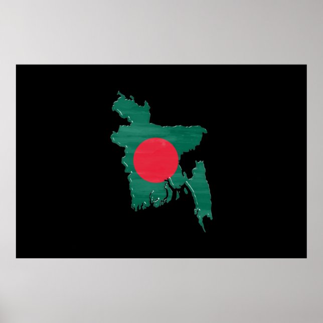 Flagge und Landkarte von Bangladesch Poster (Vorne)