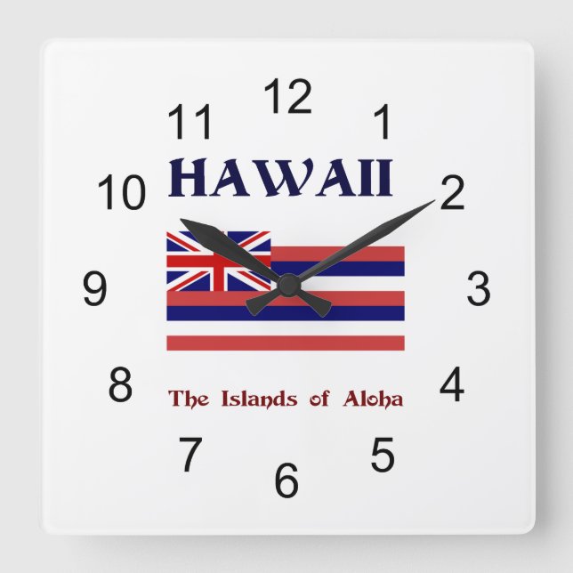 Flagge und Motto von Hawaii Quadratische Wanduhr (Vorderseite)