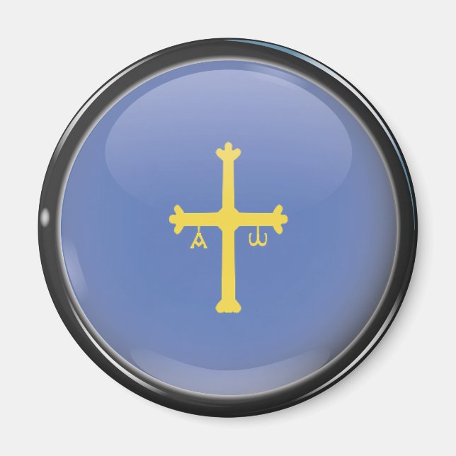 Flagge und Schild von Asturias Magnet (Vorne)