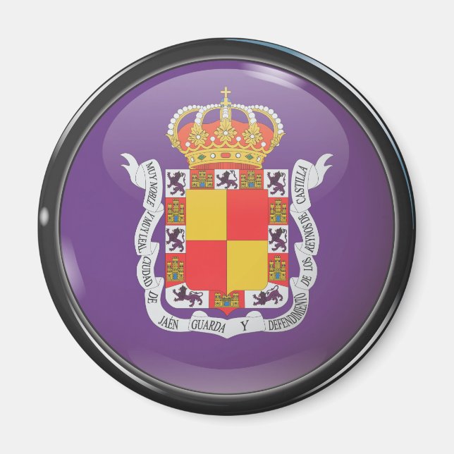 Flagge und Schild von Jaén Magnet (Vorne)