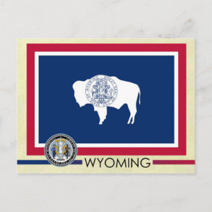 Flagge und Siegel des "Wyoming State" Postkarte