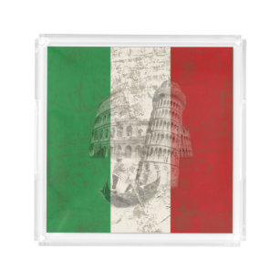Flagge und Symbole Italiens ID157 Acryl Tablett