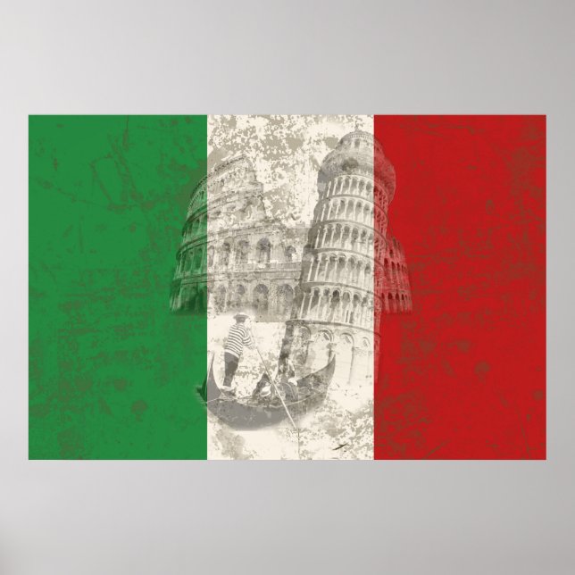 Flagge und Symbole Italiens ID157 Poster (Vorne)
