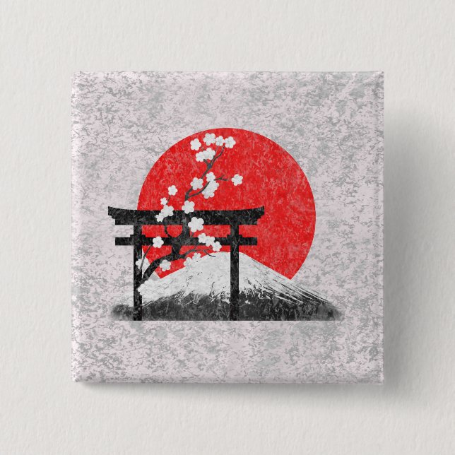 Flagge und Symbole Japans ID153 Button (Vorderseite)