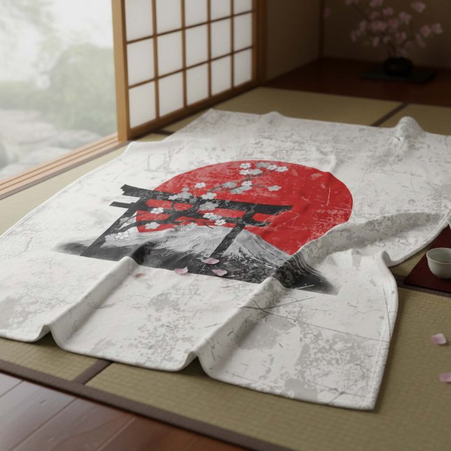 Flagge und Symbole Japans ID153 Fleecedecke (Von Creator hochgeladen)