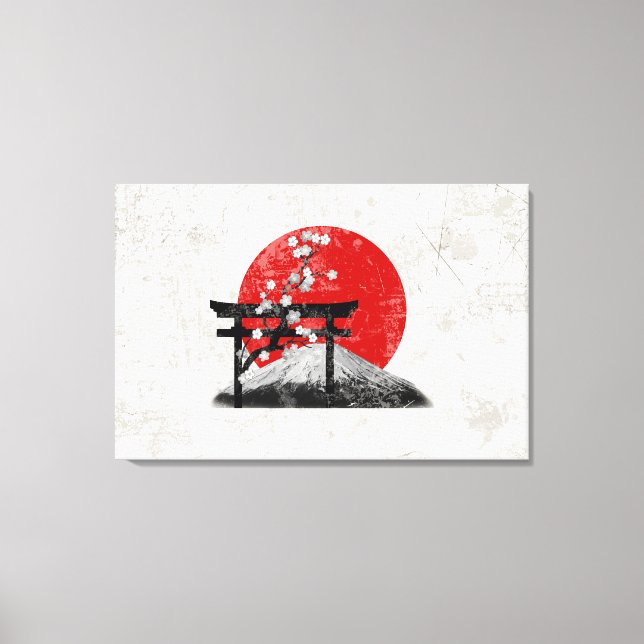 Flagge und Symbole Japans ID153 Leinwanddruck (Vorderseite)