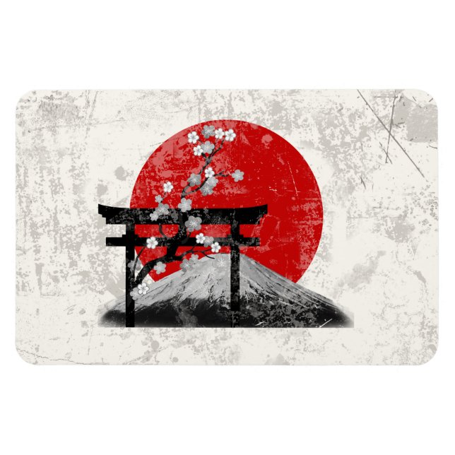 Flagge und Symbole Japans ID153 Magnet (Horizontal)