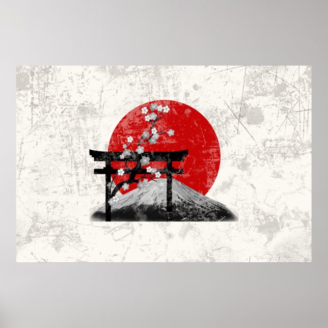 Flagge und Symbole Japans ID153 Poster (Vorne)