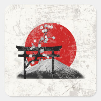 Flagge und Symbole Japans ID153 Quadratischer Aufkleber