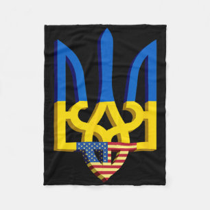 Flagge und Wappen der Ukraine mit amerikanischer F Fleecedecke