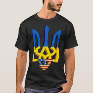 Flagge und Wappen der Ukraine mit amerikanischer F T-Shirt