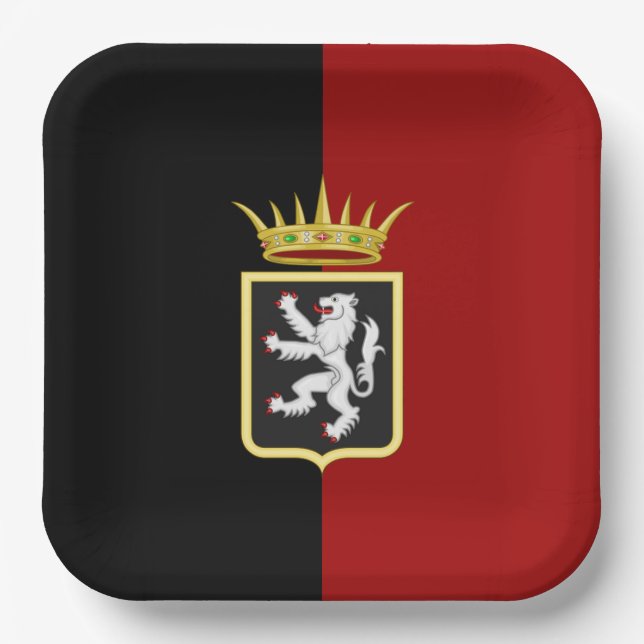 Flagge und Wappen des Aostatals (Italien) Pappteller (Vorderseite)