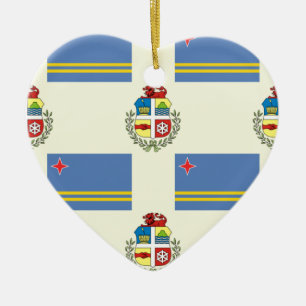 Flagge und Wappen von Aruba Keramik Ornament