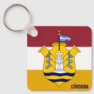 Flagge und Wappen von Córdoba - Stadt, Argentinien Schlüsselanhänger