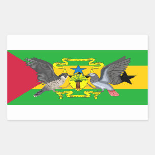 Flagge und Wappen von São Tomé und Príncipe Rechteckiger Aufkleber