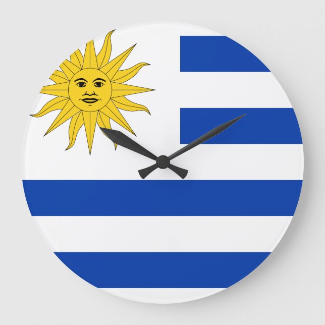Flagge Uruguays (Uruguayan) Große Wanduhr (Vorderseite)