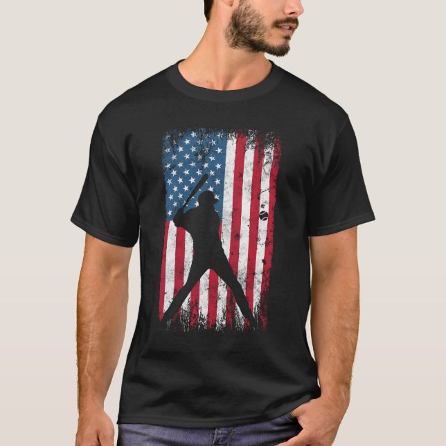 Flagge USA Baseball T-Shirt (Vorderseite)