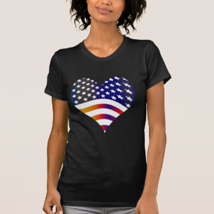Flagge USA Herz Liebe amerikanische Ehre Truppen S T-Shirt