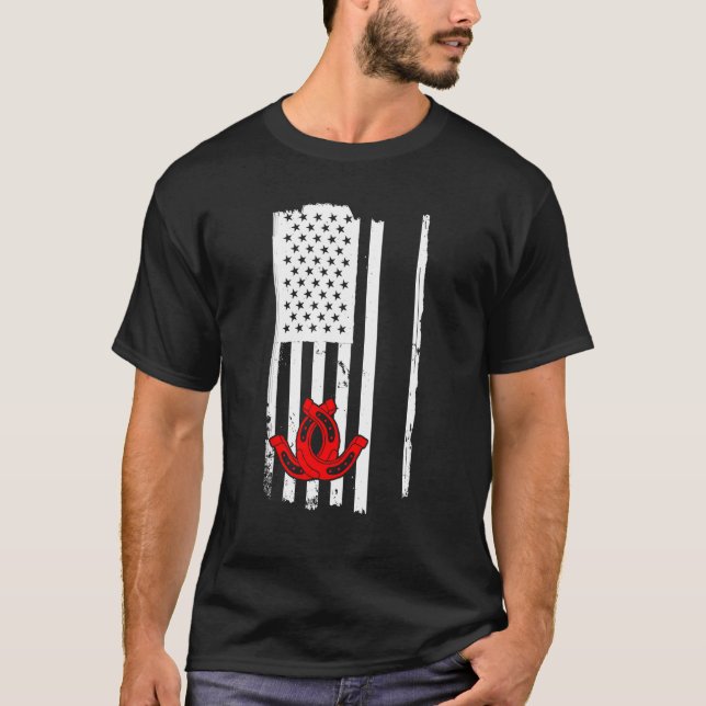 Flagge USA Hufeisenwerfen T-Shirt (Vorderseite)