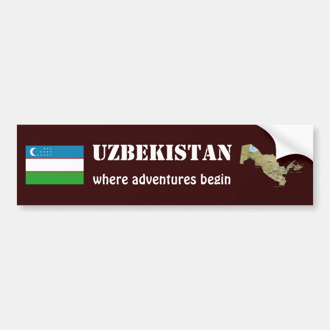 Flagge Usbekistans + Karte Autoaufkleber (Vorne)