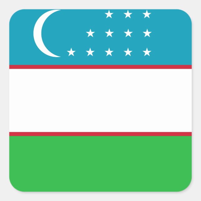 Flagge Usbekistans Quadratischer Aufkleber (Vorderseite)