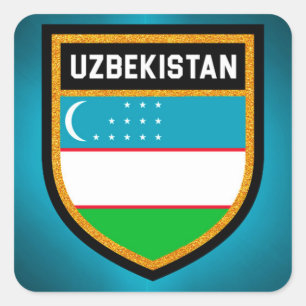 Flagge Usbekistans Quadratischer Aufkleber
