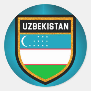 Flagge Usbekistans Runder Aufkleber