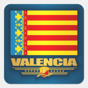 Flagge Valencias Quadratischer Aufkleber
