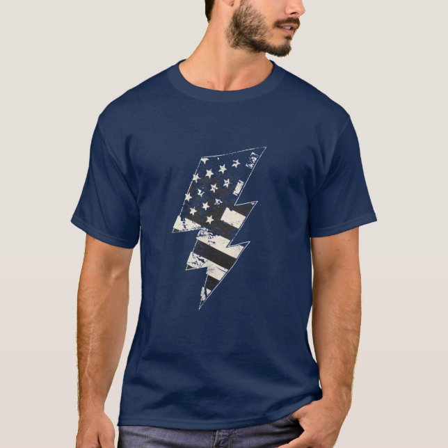 Flagge-Vermächtnis-Blitz-Bolzen T-Shirt (Vorderseite)