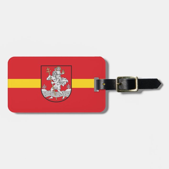 Flagge Vilnius, Litauen Gepäckmarke Gepäckanhänger (Vorderseite horizontal)