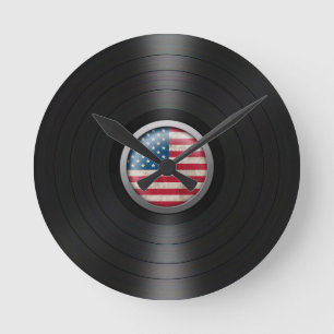Flagge-VinylRekordalbum-Grafik Runde Wanduhr