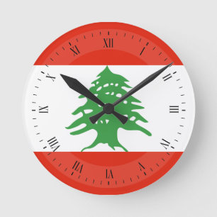 Flagge vom Libanon Runde Wanduhr