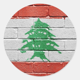 Flagge vom Libanon Runder Aufkleber