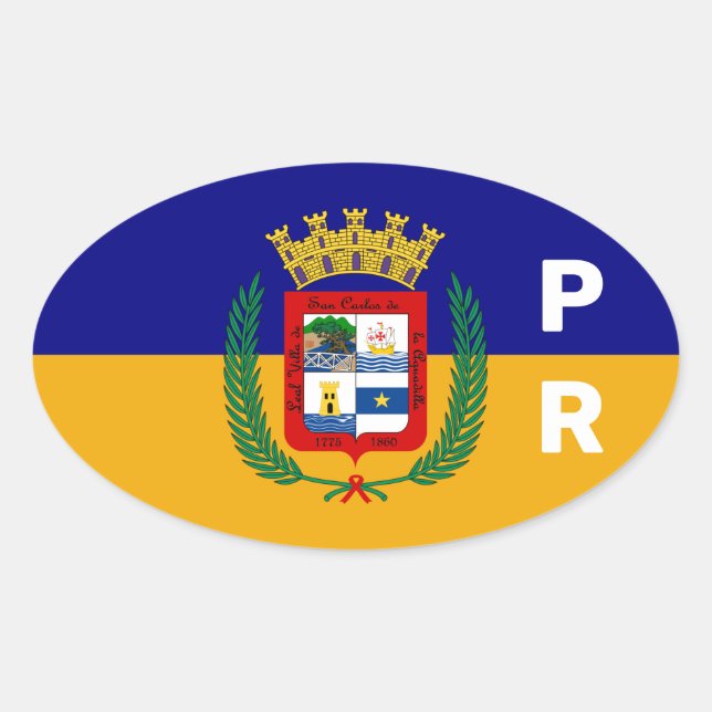 Flagge von Aguadilla, Puerto Rico Ovaler Aufkleber (Vorderseite)